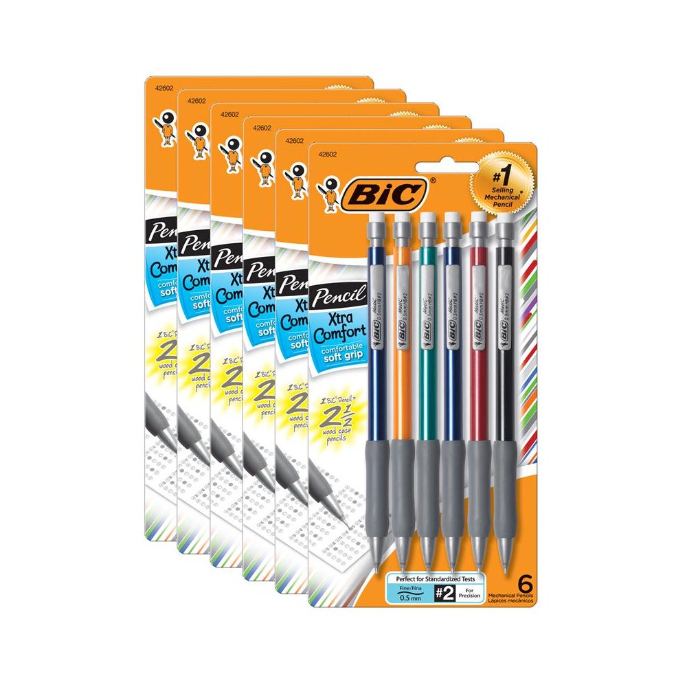 Xtra-Comfort Mechanical Pencil, 0.5mm Fine Point, 6 Per Pack, 6 Packs