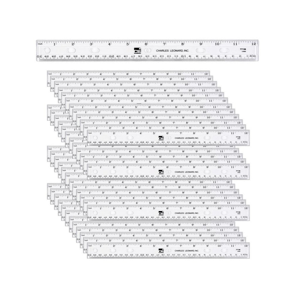 Plastic Ruler, 12", Translucent, Clear, Pack of 48