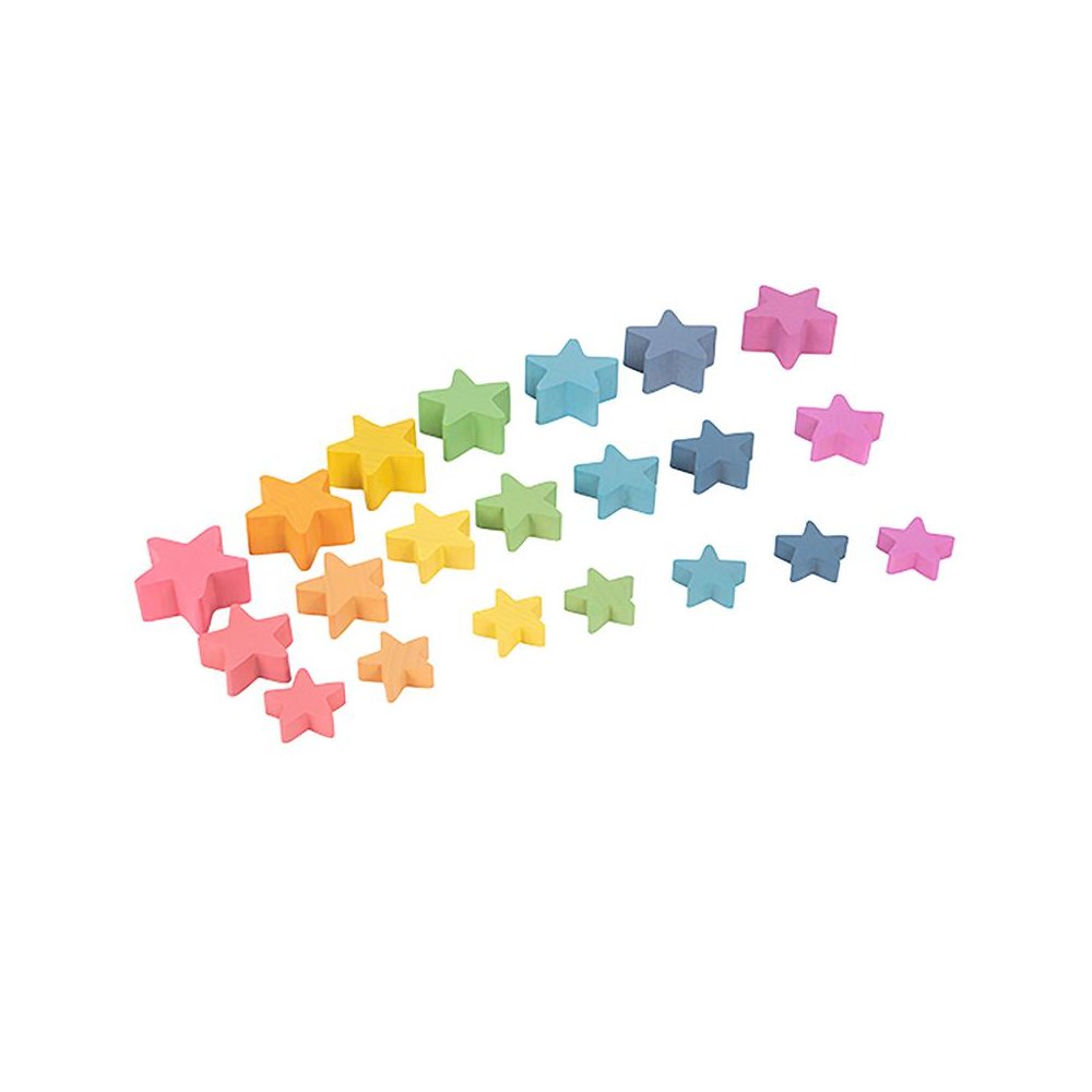 Rainbow Wooden Stars, Set of 21