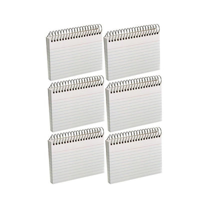Spiral Index Cards, 3" x 5", White, Ruled, 50 Per Pack, 6 Packs