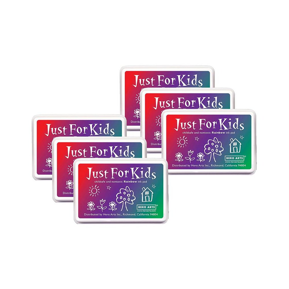 Just for Kids 3-Color Rainbow Ink Pad, Pack of 6