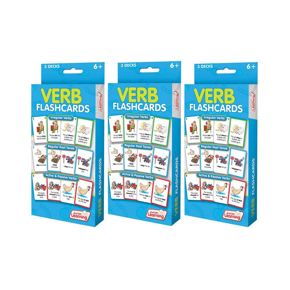 Verb Flashcards, 3 Sets Per Pack, 3 Packs