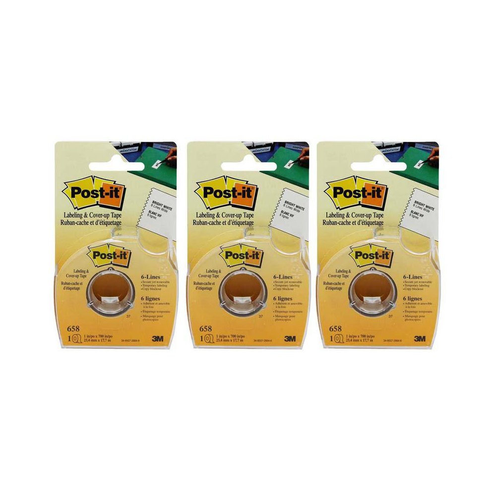 Labeling & Cover-up Tape, 1" x 700" Per Roll, 3 Rolls