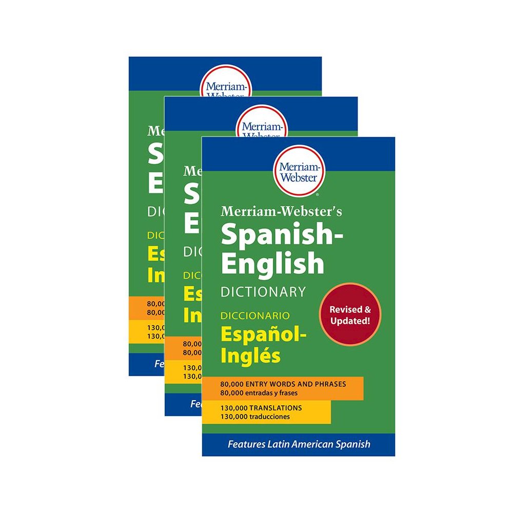 Merriam-Webster's Spanish-English Dictionary, Mass Market Paperback, Pack of 3