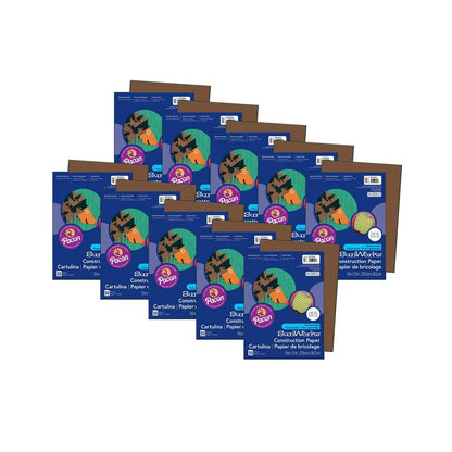 Construction Paper, Dark Brown, 9" x 12", 50 Sheets Per Pack, 10 Packs