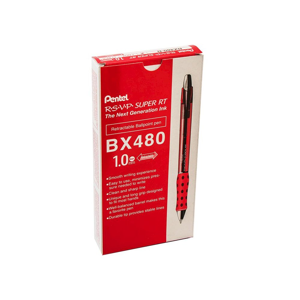 R.S.V.P. Super RT Retractable Ballpoint Pen, Red, Pack of 12