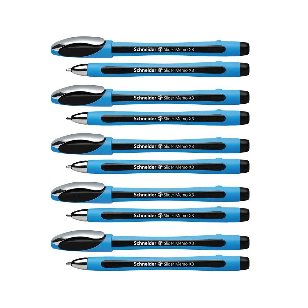 Slider Memo Ballpoint Pen, Viscoglide Ink, 1.4 mm, Black, Pack of 10