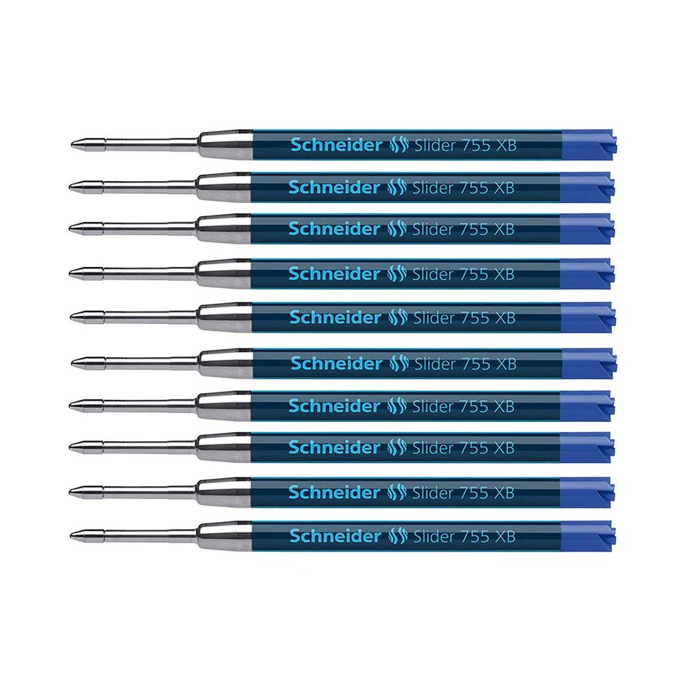 Slider 755 XB Ballpoint Pen Refill, Viscoglide Ink, Blue, Pack of 10