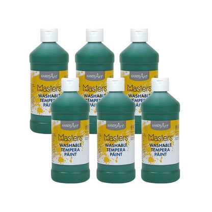 Little Masters Washable Tempera Paint, Green, 16 oz., Pack of 6