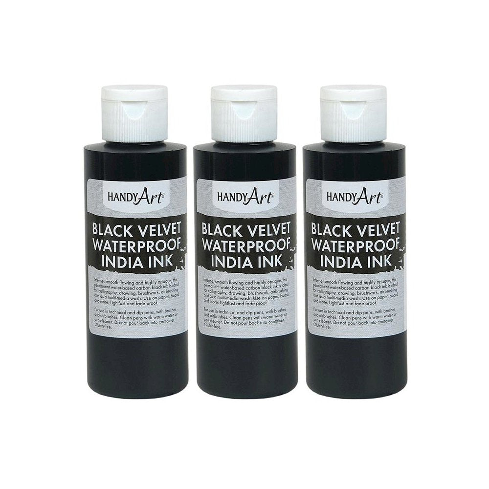 Black Velvet India Ink, 4. oz, Pack of 3