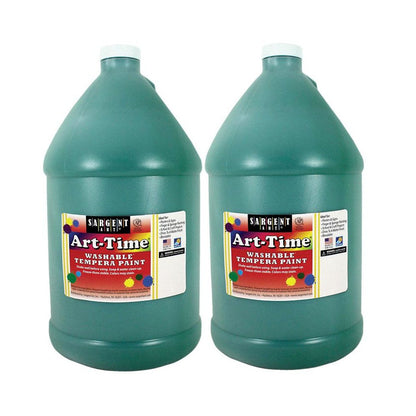 Art-Time Washable Tempera Paint, Green, Gallon, Pack of 2
