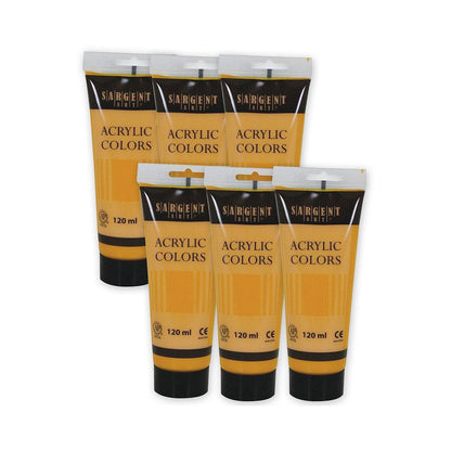 Acrylic Paint Tube, 120 ml, Cadmium Yellow Medium, Pack of 6