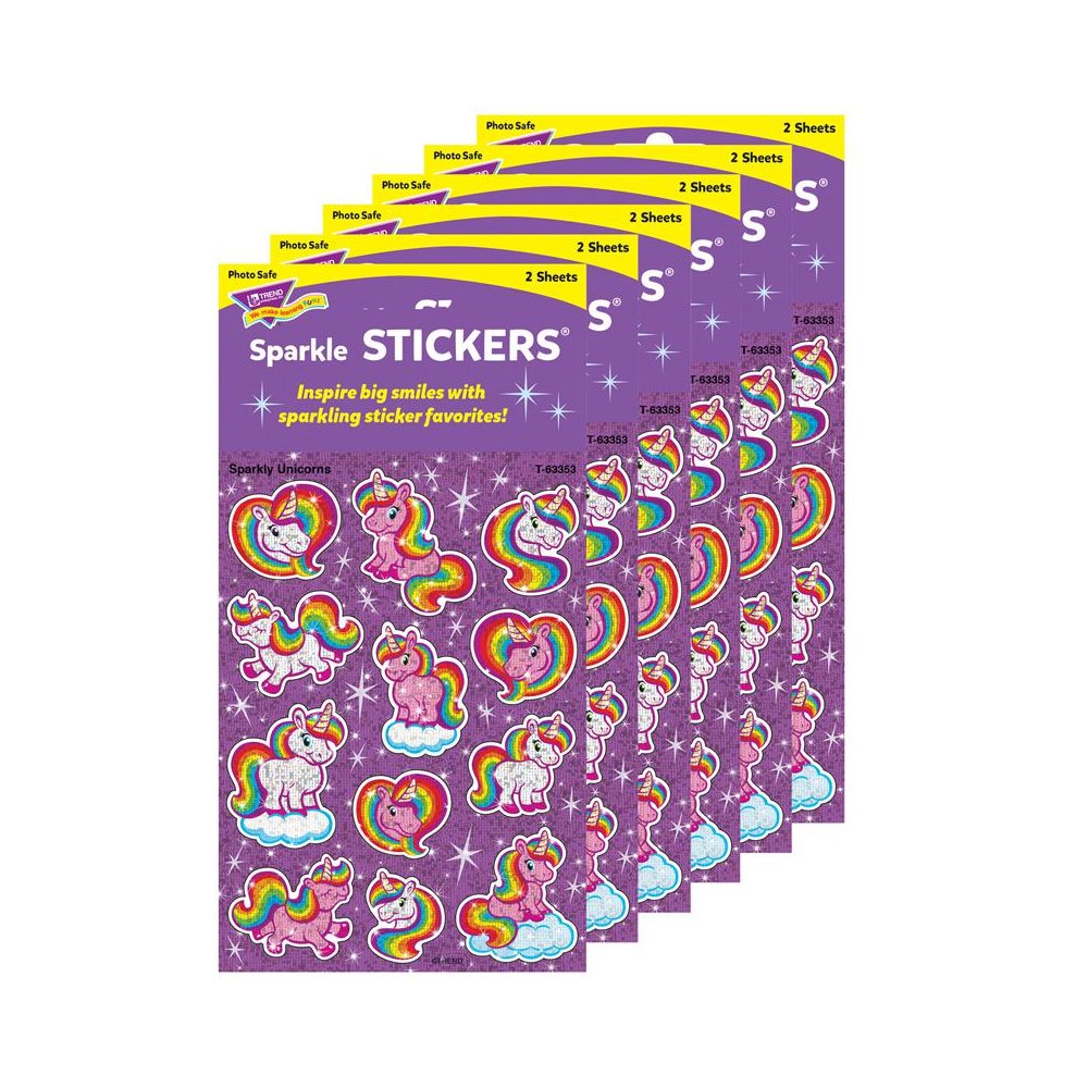 Sparkly Unicorns Sparkle Stickers, 24 Per Pack, 6 Packs