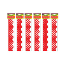 Red Mini Polka Dots Border Trim, 35 Feet Per Pack, 6 Packs
