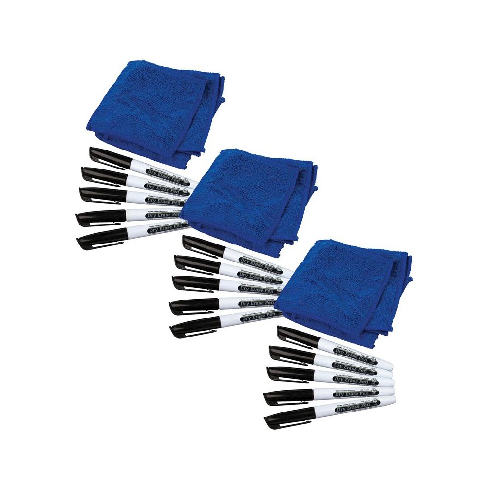 Dry Erase Pens & Microfiber Towels, 5 Sets Per Pack, 3 Packs