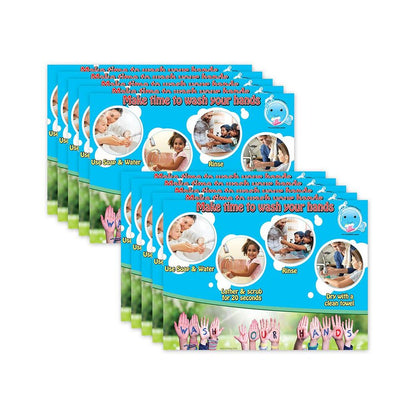 Smart Poly PosterMat Pals Space Savers, Time To Wash Hands, Pack of 10