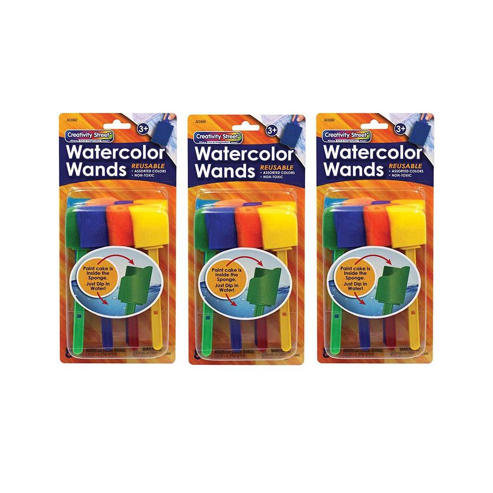 Watercolor Wands with Paint, 8 1-3/8" x 5-1/2", 8 Per Pack, 3 Packs