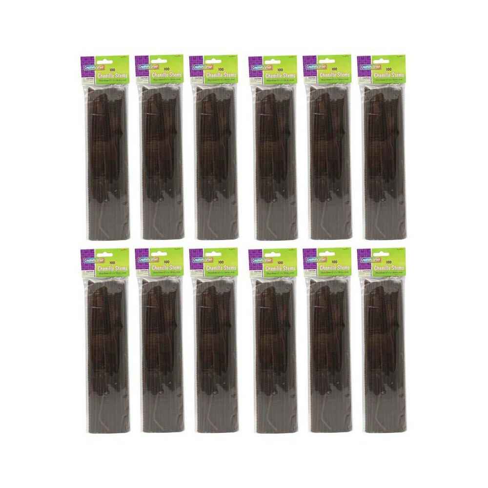 Regular Stems, Brown, 12" x 4 mm, 100 Per Pack, 12 Packs