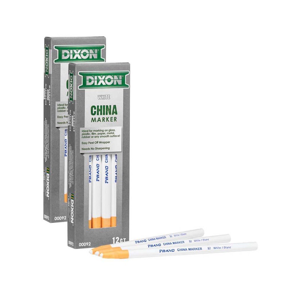 Phano China Markers, White, 12 Per Pack, 2 Packs