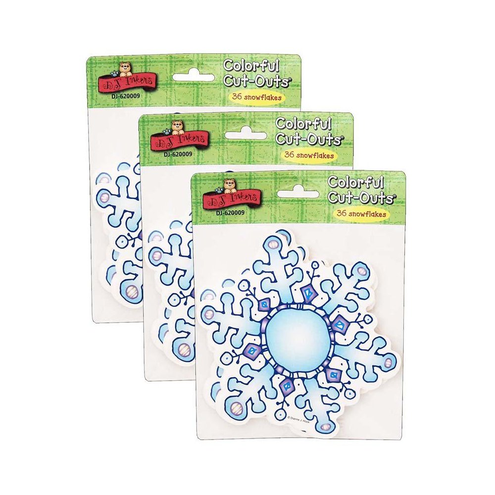 Snowflakes Cut-Outs by DJ Inkers, 36 Per Pack, 3 Packs