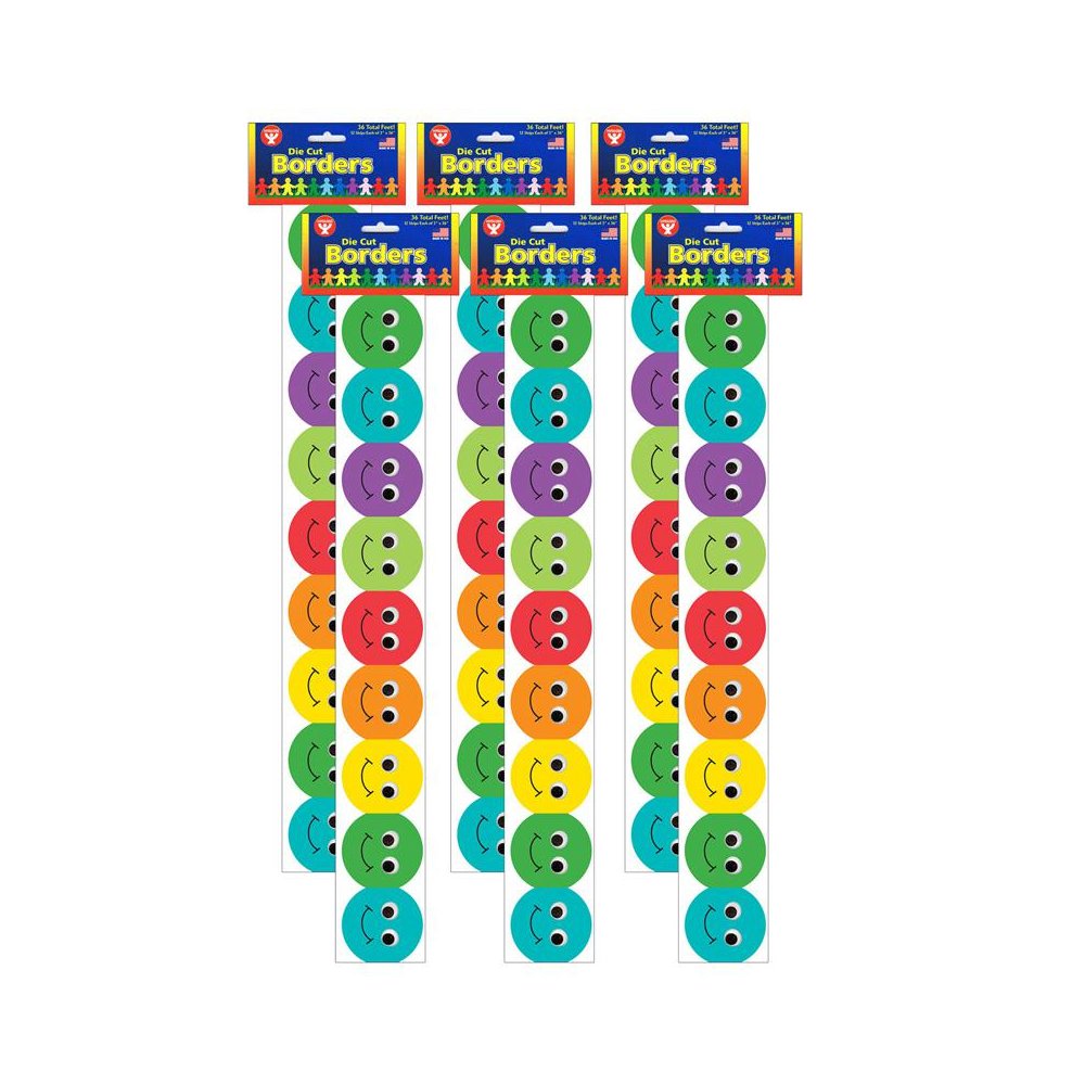 Smiley Face Mighty Brights Border, 36 Feet Per Pack, 6 Packs