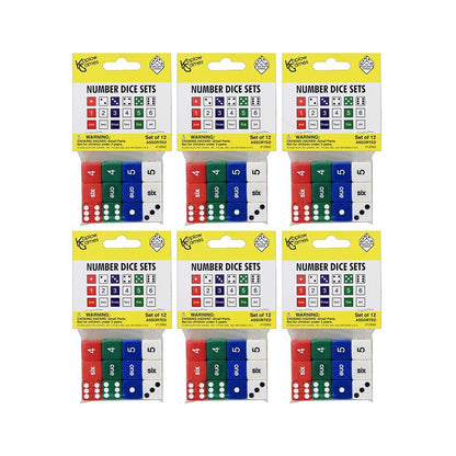 Number Dice Set, 12 Per Pack, 6 Packs