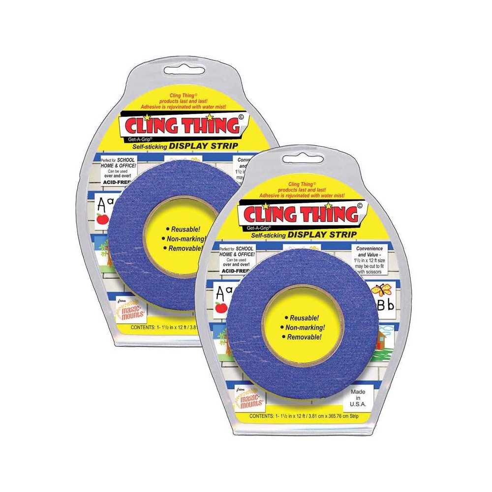 Cling Thing Display Strip, Blue, 12 Feet Per Roll, Pack of 2