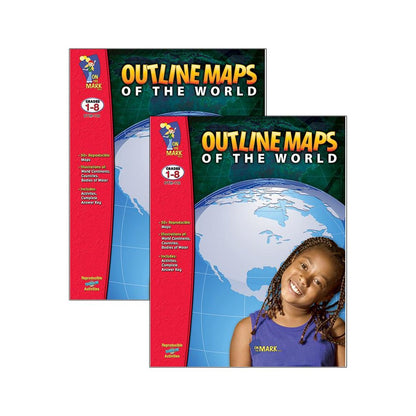 Outline Maps of the World, Grades 1-8, Pack of 2