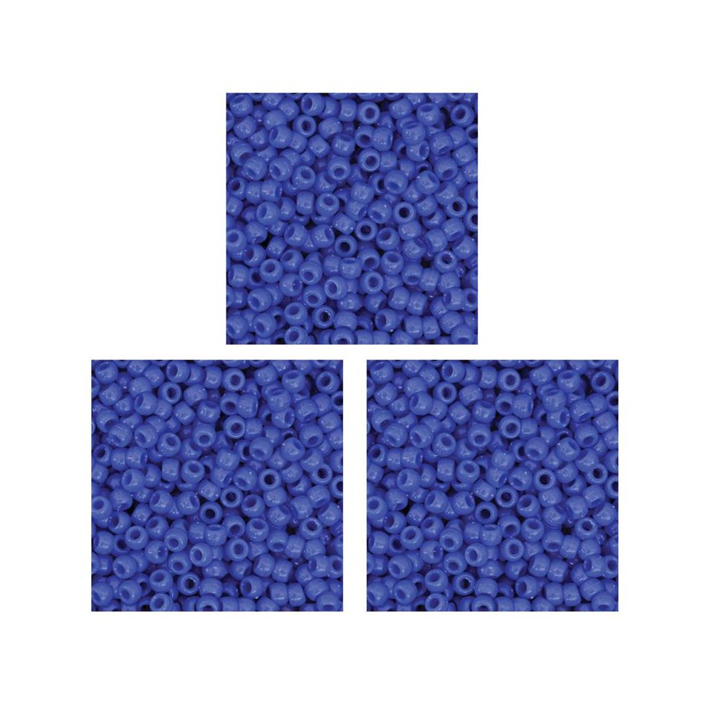 Pony Beads, Blue, 6 mm x 9 mm, 1000 Per Pack, 3 Packs