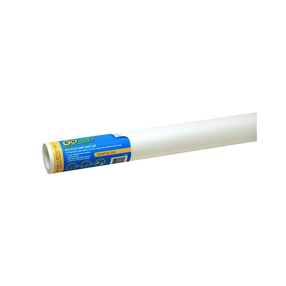 Dry Erase Roll, Self-Adhesive, White, 18" x 20', 1 Roll