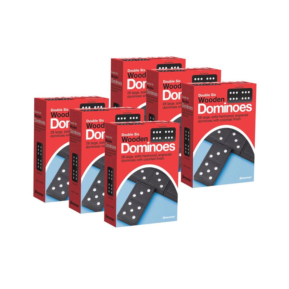 Double Six Wooden Dominoes Game, 6 Packs