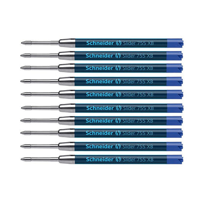 Slider 755 XB Ballpoint Pen Refill, Viscoglide Ink, Blue, Pack of 10