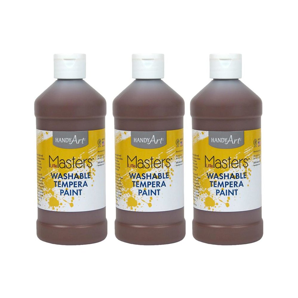 Little Masters Washable Tempera Paint, Brown, 16 oz., Pack of 6
