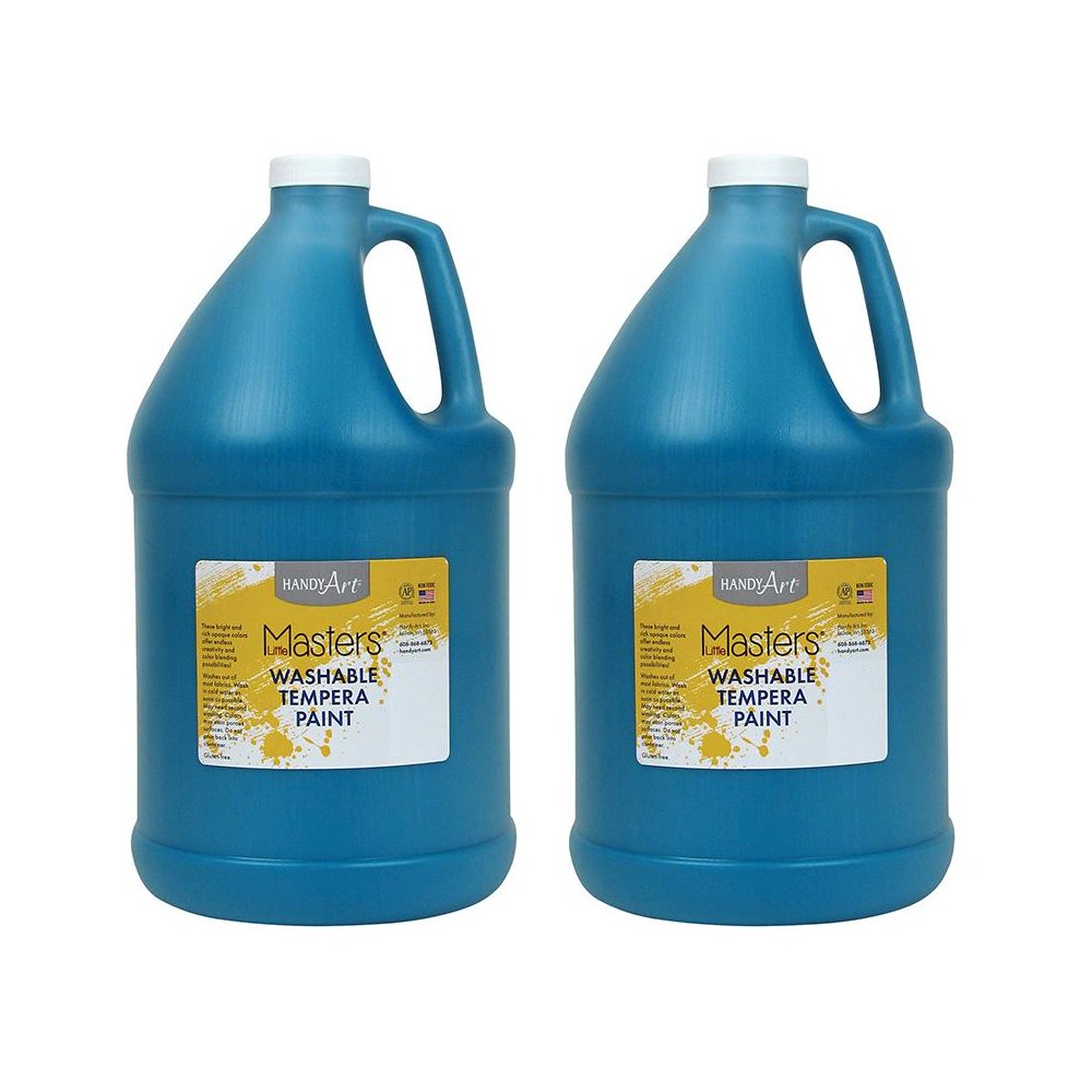 Little Masters Washable Tempera Paint, Turquoise, Gallon, Pack of 2