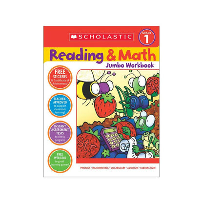 Reading & Math Jumbo Workbook: Grade 1