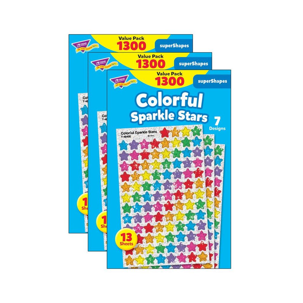 Colorful Sparkle Stars superShapes Value Pack, 1300 Per Pack, 3 Packs
