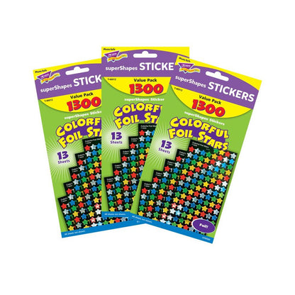Colorful Foil Stars superShapes Value Pack, 1300 Per Pack, 3 Packs