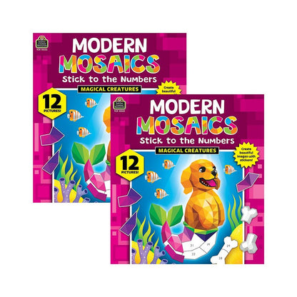 Magical Creatures Modern Mosaics Stick to the Numbers Activity Book, Pack of 2