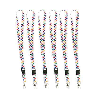 Colorful Paw Print Lanyard, Pack of 6