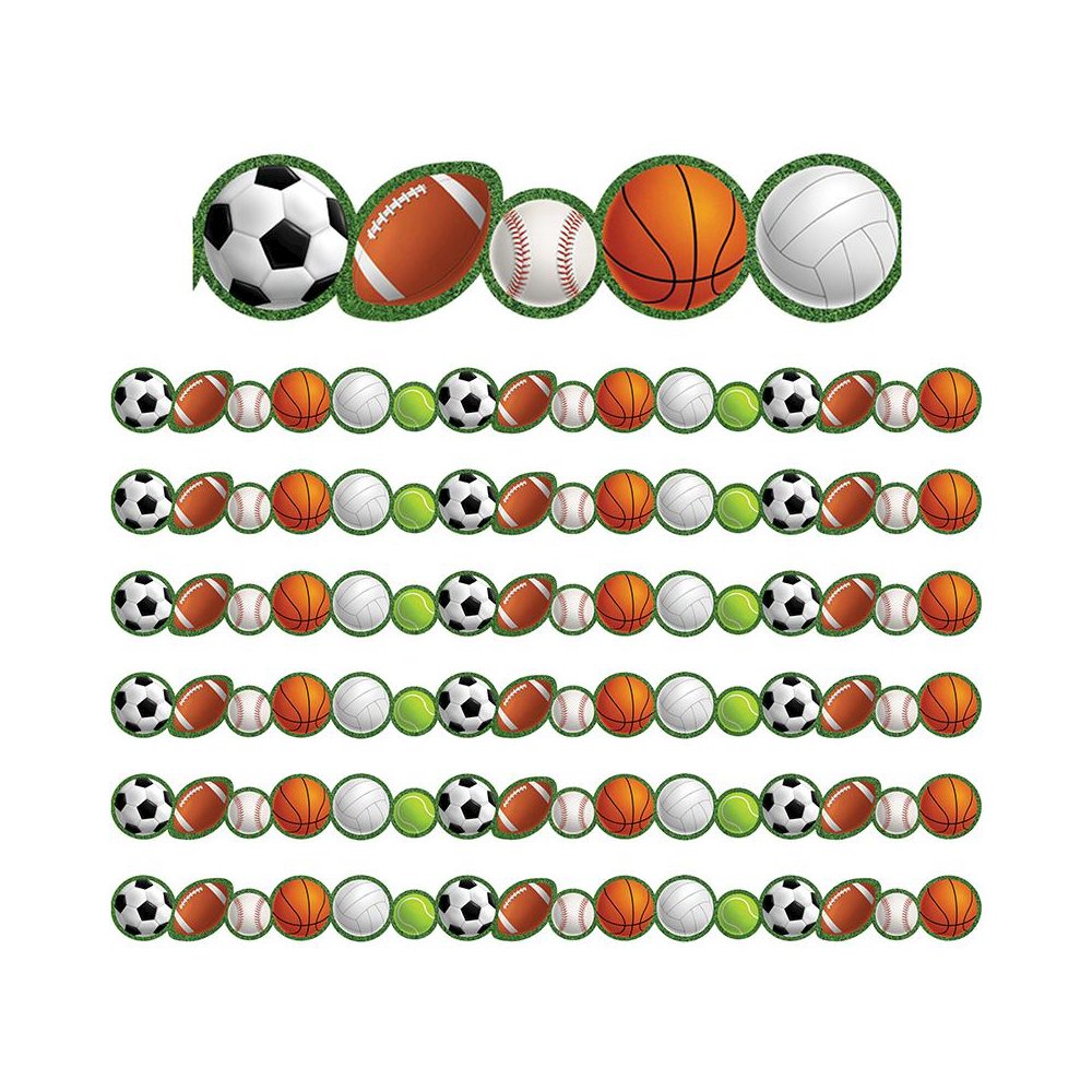 Sports Die-Cut Border Trim, 35 Feet Per Pack, 6 Packs