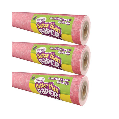 Fun Size Better Than Paper Bulletin Board Roll Coral Pink Loop-De-Loop Pack of 3