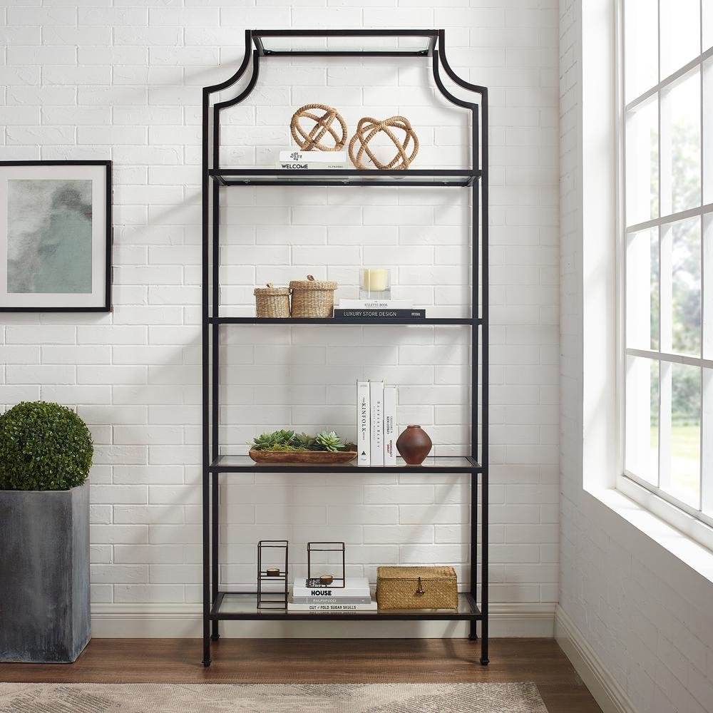 Oil Rubbed Bronze Etagere with Anti-Tip Hardware and Sturdy Frame