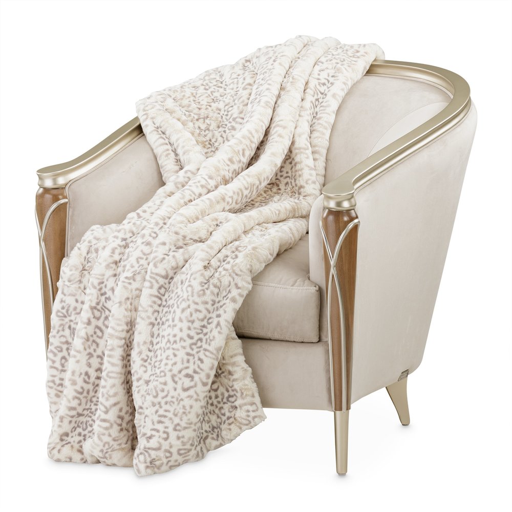 Snow Leopard 54"x72" Faux-Fur Throw - Natural