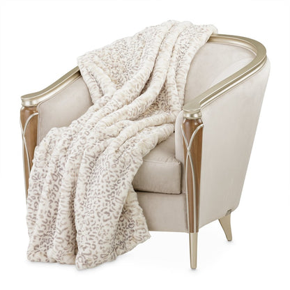 Snow Leopard 54"x72" Faux-Fur Throw - Natural