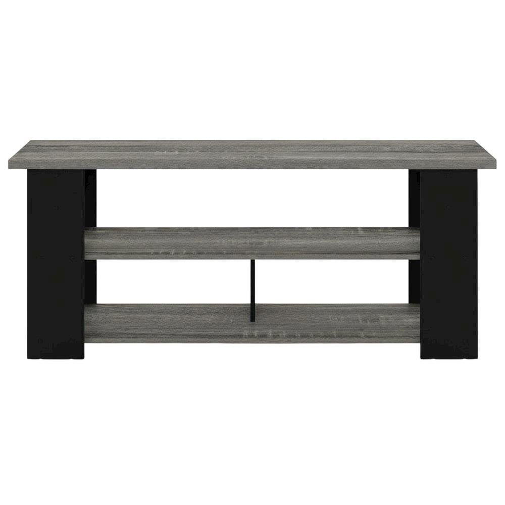 Wooden TV stand, up to 50-inch screens, modern French oak grey, black finish