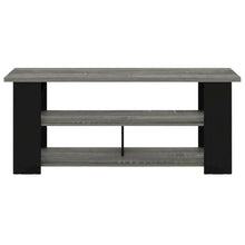 Wooden TV stand, up to 50-inch screens, modern French oak grey, black finish
