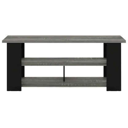 Wooden TV stand, up to 50-inch screens, modern French oak grey, black finish