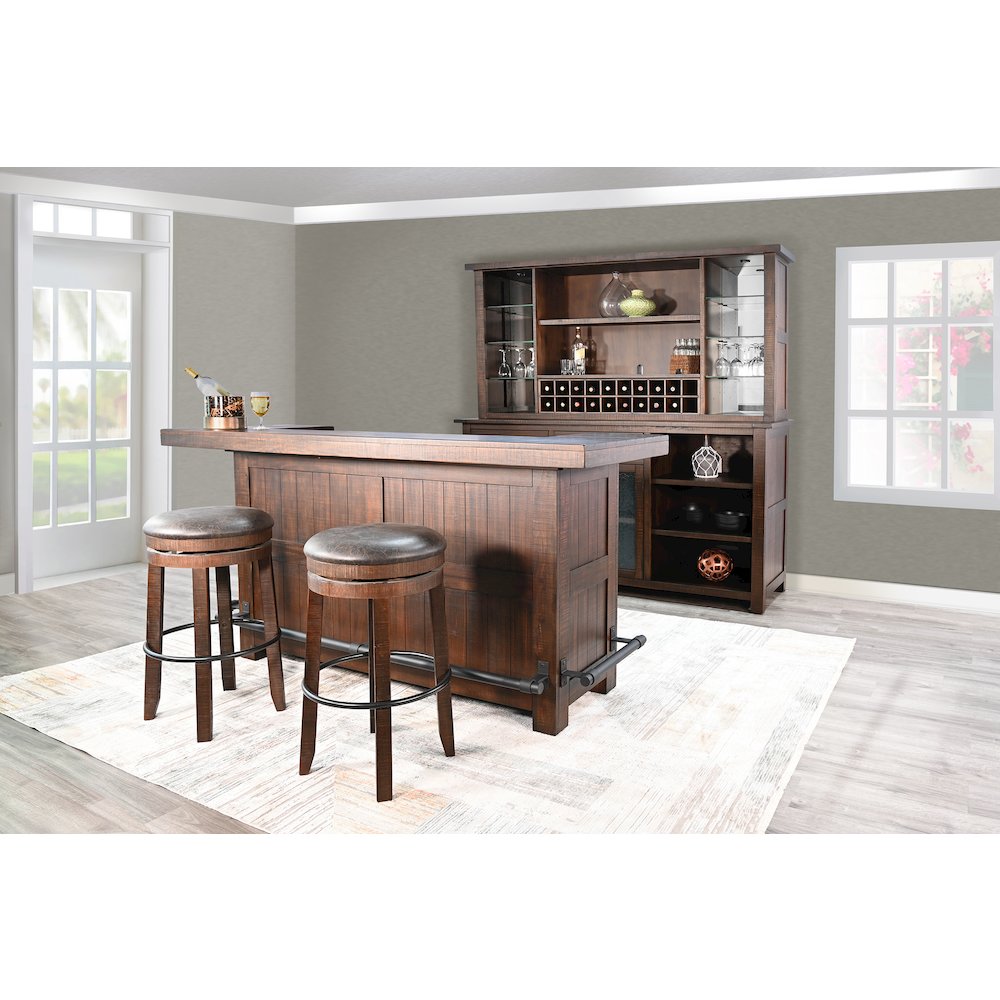 80" Traditional Wood Home Bar with Stools