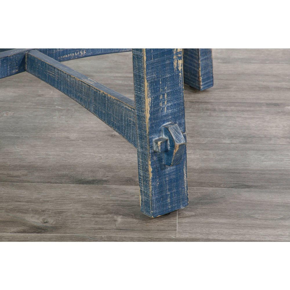 Marina Farmhouse Mahogany Wood Coffee Table in Ocean Blue