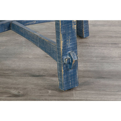 Marina Farmhouse Mahogany Wood Coffee Table in Ocean Blue